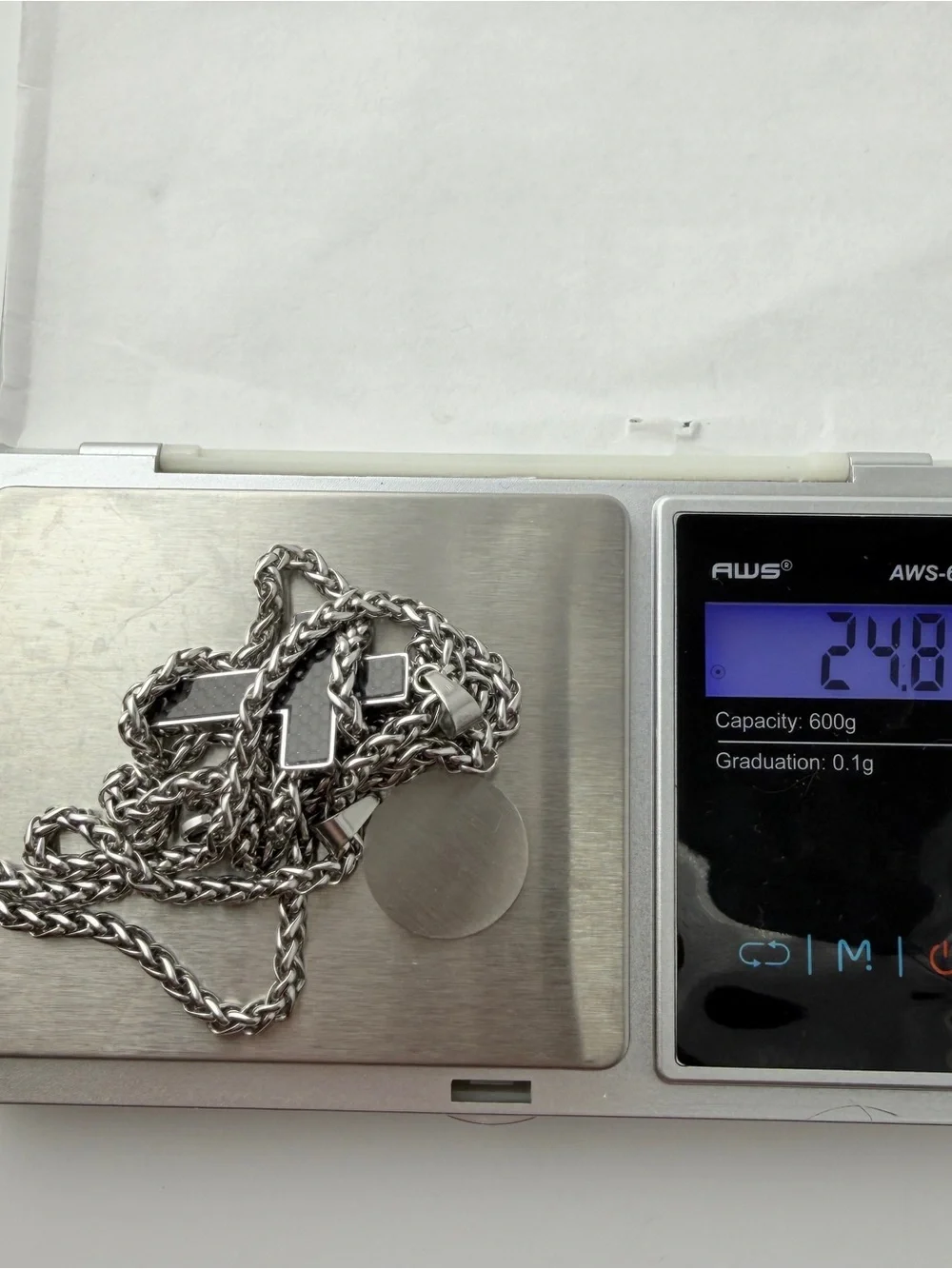 Men's Unisex Stainless Steel Cross and Prayer Medallion Necklace New